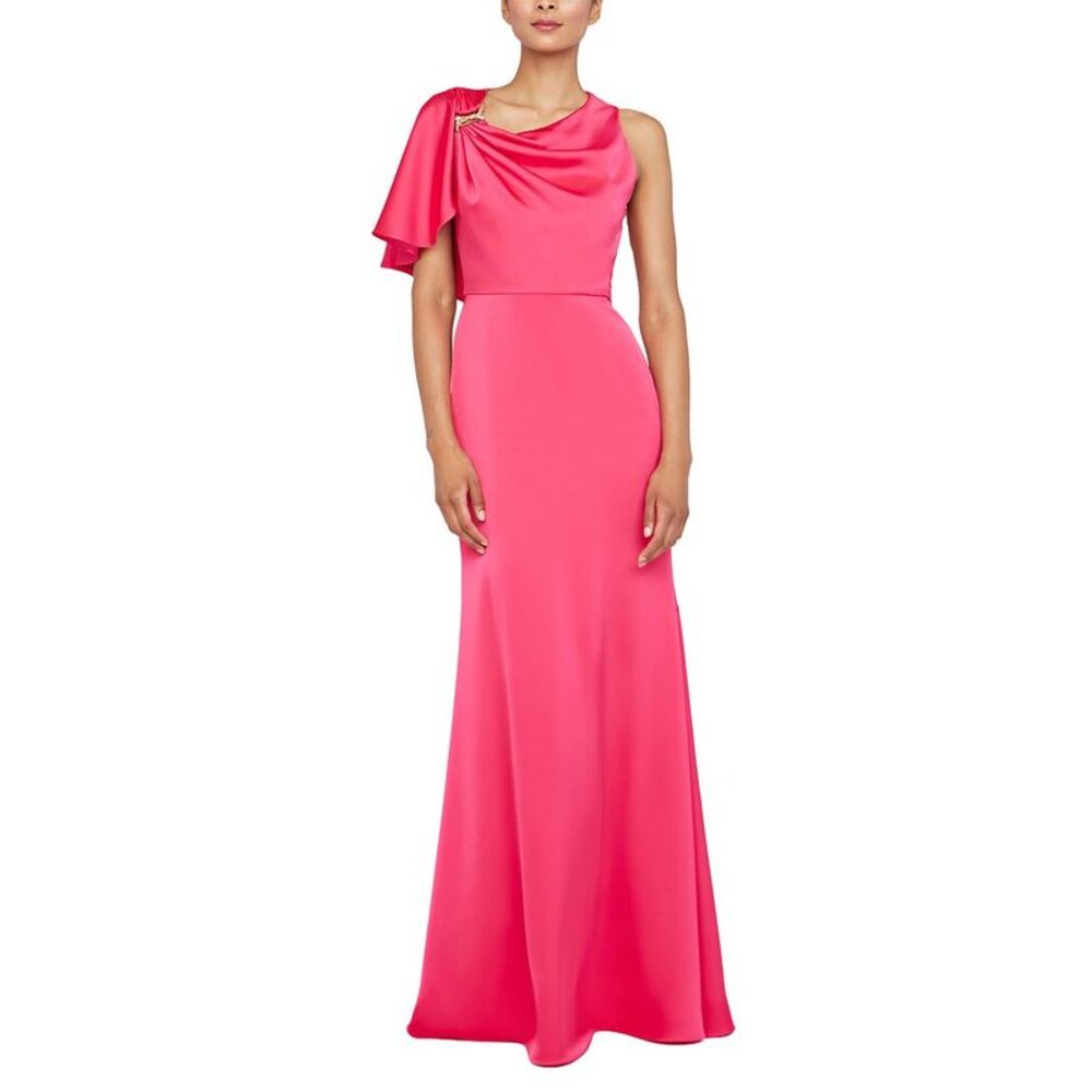 Theia Womens Darcie Flutter Sleeve Gown